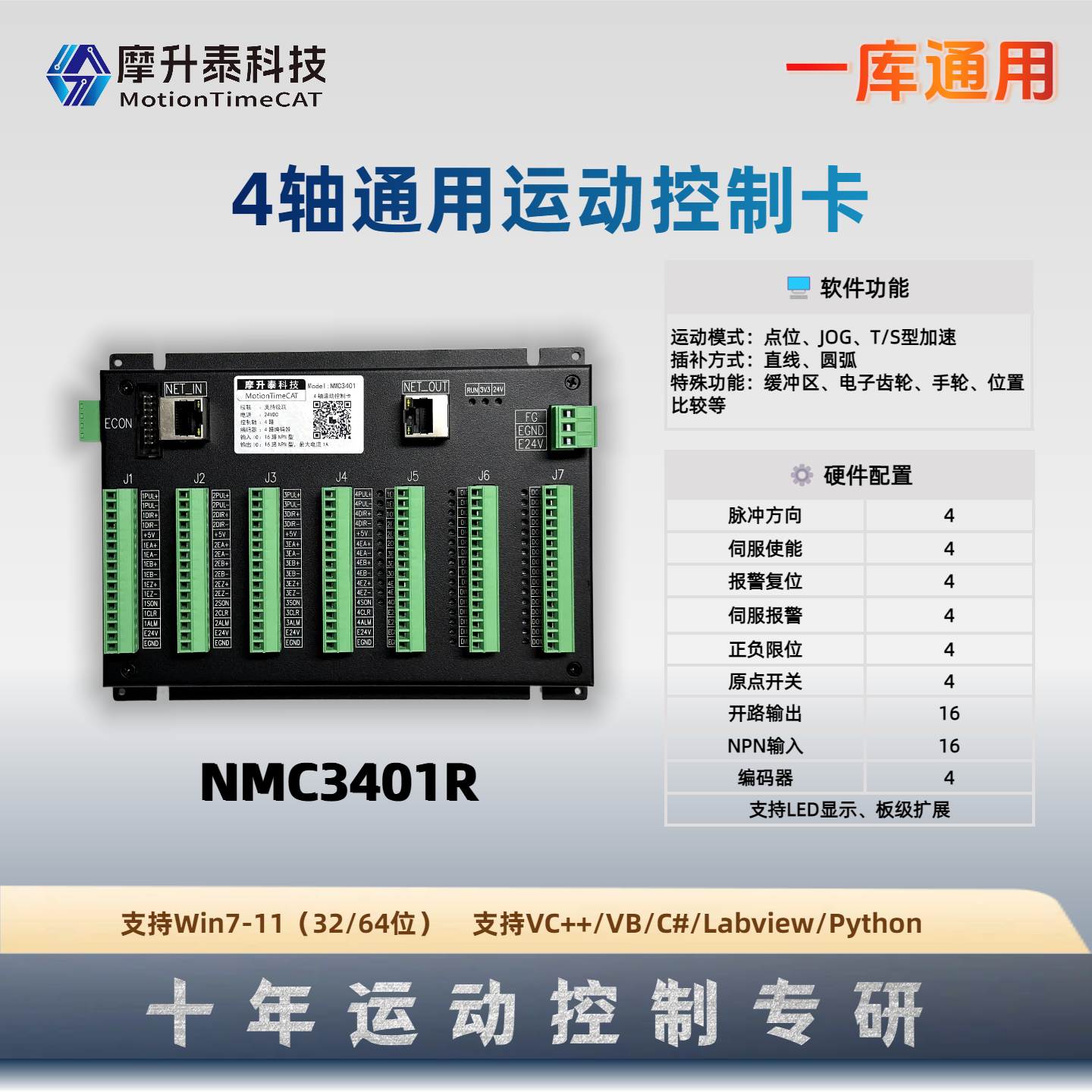 四轴网络运动控制卡-NMC3401R