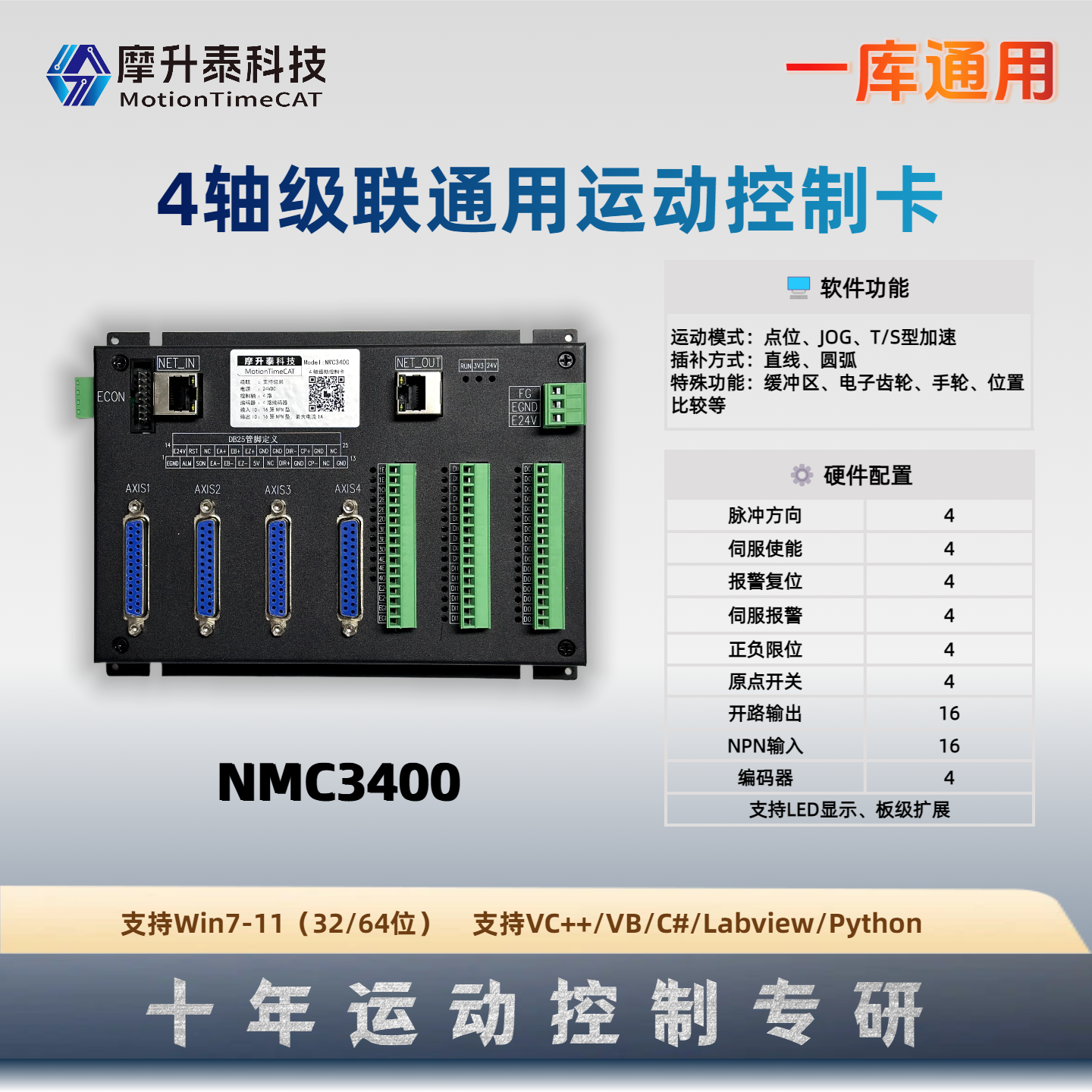 四轴网络级联运动控制卡-NMC3400