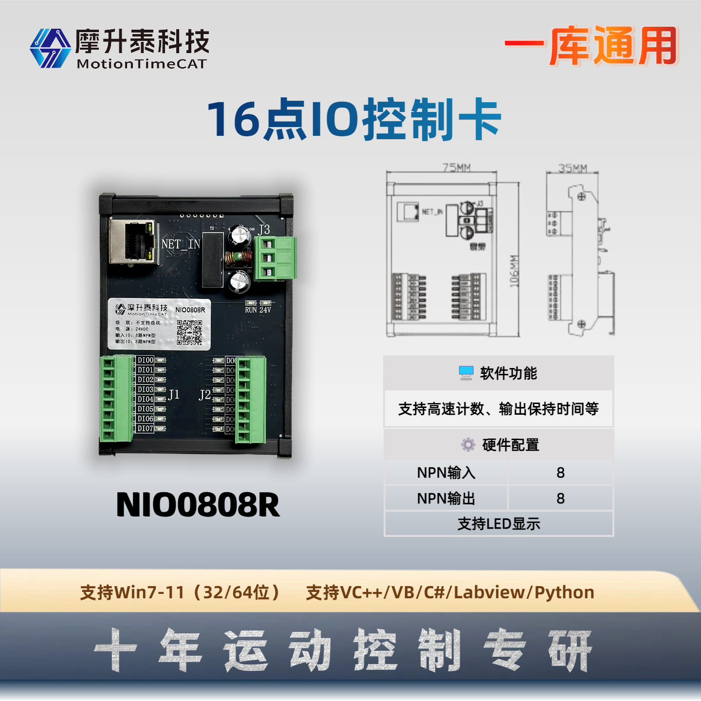 16点IO控制卡-NIO0808R