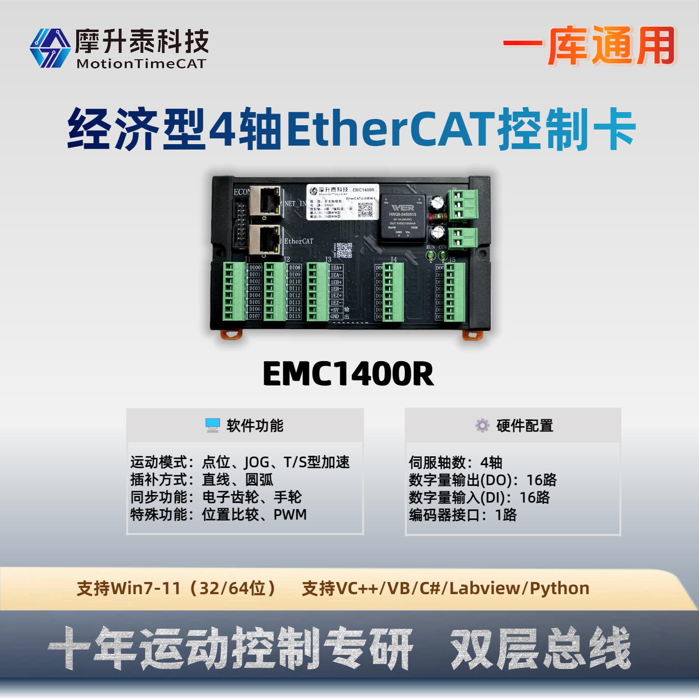 四轴EtherCAT运动控制卡-EMC1400R
